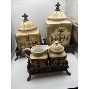 VTG Artimino Tuscan Countryside Sienna Canister Rare Set with Cream/Sugar Set